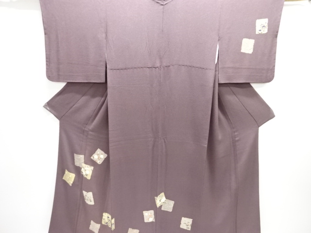 破れ色紙に花模様刺繍訪問着